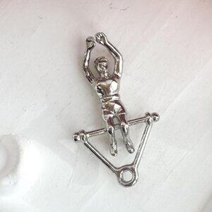 Gymnast | Acrobatic Man Silver Toned Teeny Tiny Figural Vintage Pendant | Charm